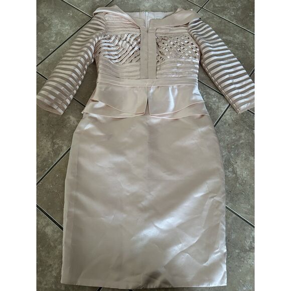 New LAN Ting TS Couture 6-8 Structured Satin Link Pink Dress Formal - Picture 1 of 8
